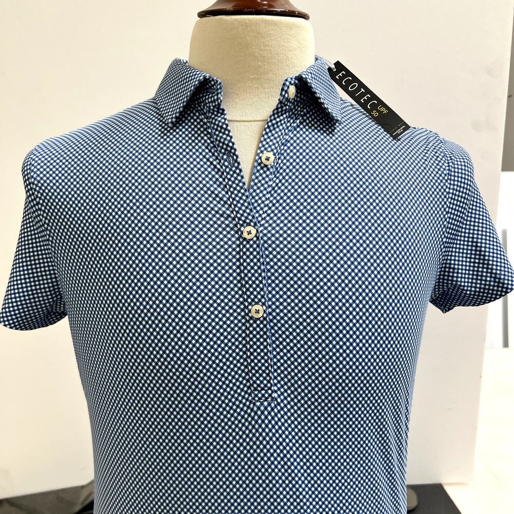 Full Turn EcoTec Golf Polo "Houndstooth Geo Lisle" Mens M NWT